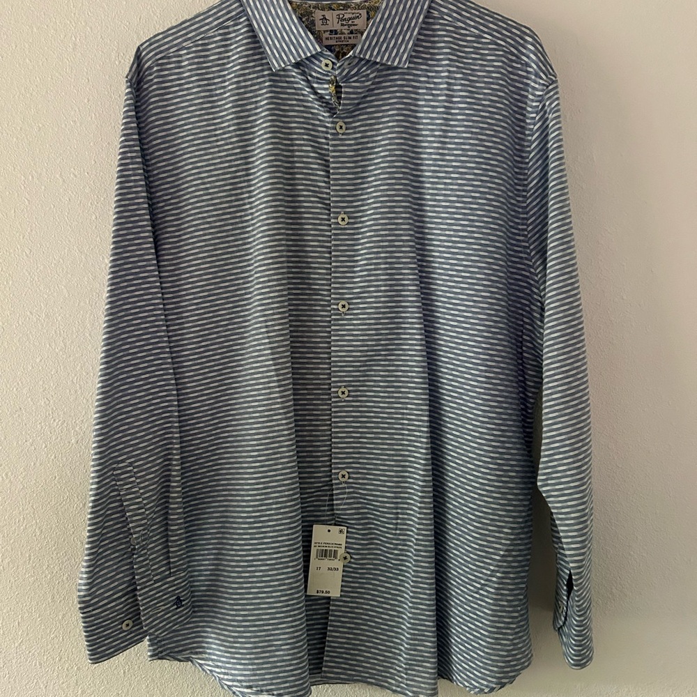Original Penguin Gray Striped Button Down Shirt